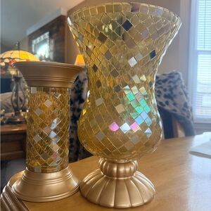 PartyLite Gold Mosaic Vase Duo